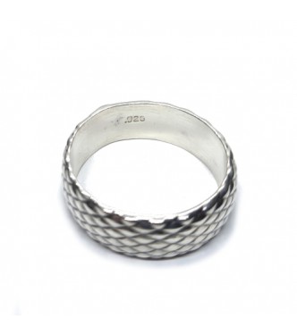 R002301 Handmade Sterling Silver Ring Unisex Band 8mm Wide Genuine Solid Stamped 925
